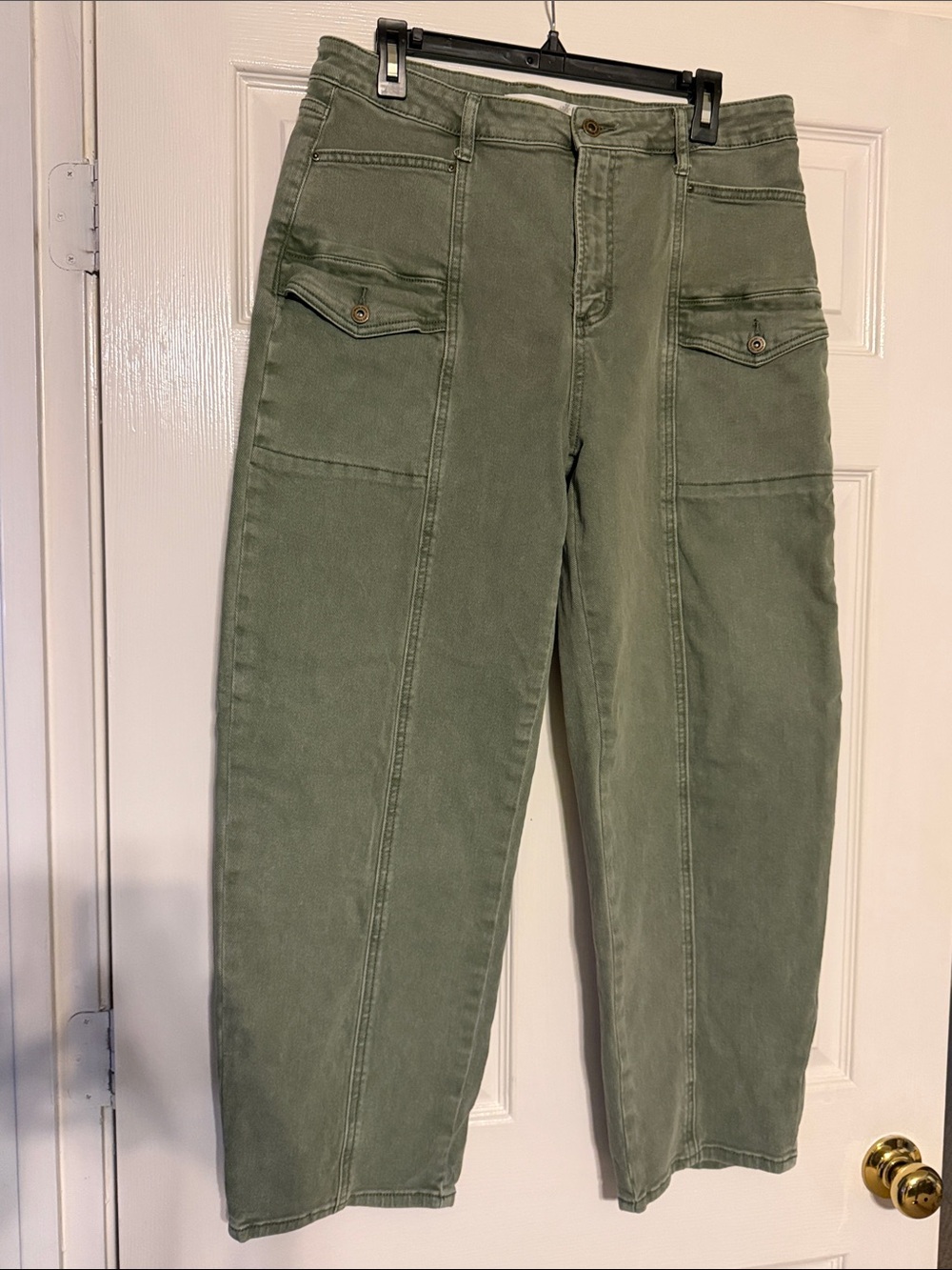 Altar'd State Olive Green Barrel Utility Jeans